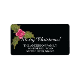 Elegant Holly Evergreen Weihnachten Rücksendeadres Adressaufkleber