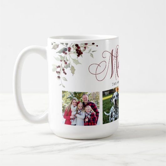 Elegant Holly Family Photo Christmas Kaffeetasse (Links)