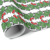 Elegant Holly festliche Weihnachtsgrün rot grün. Geschenkpapier (Rolleneckpunkt)