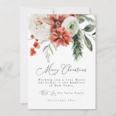 Elegant Holly Floral Greenerity Foto Weihnachtskar Einladung (Vorderseite)