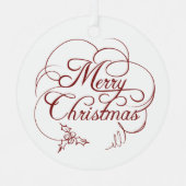 Elegant Holly Merry Christmas Ornament Aus Metall (Vorderseite)