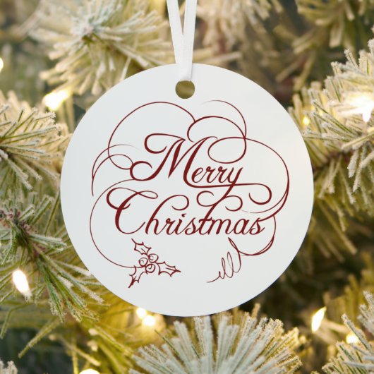 Elegant Holly Merry Christmas Ornament Aus Metall (InSitu)