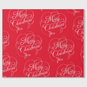 Elegant Holly Merry Christmas Red Geschenkpapier (Flach)