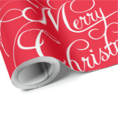 Elegant Holly Merry Christmas Red Geschenkpapier (Rolleneckpunkt)