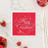 Elegant Holly Merry Christmas Red Serviette (Beispiel)