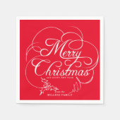 Elegant Holly Merry Christmas Red Serviette (Vorderseite)