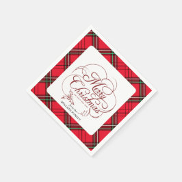 Elegant Holly Merry Christmas Serviette