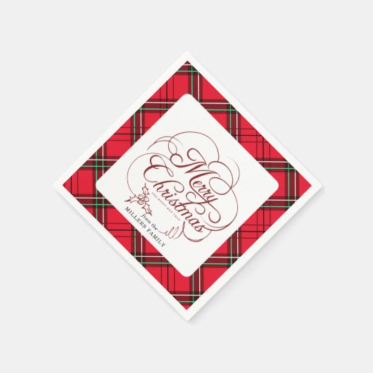Elegant Holly Merry Christmas Serviette (Ecke)