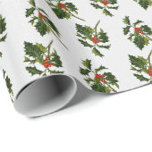 Elegant Holly mit roten Berries über Elfenbeinküst Geschenkpapier (Rolleneckpunkt)
