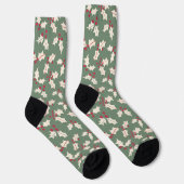 Elegant Holly Pattern Green Red, Ivory Socken (Rechts)