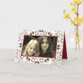 Elegant Holly Pinecone Mandala Classic 1 Foto Karte (Gelbe Blume)