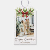 Elegant Holly & Red Bow Christmas - Geschenkanhänger (Vorderseite)