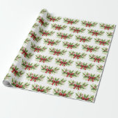 Elegant Holly & Red Bow Christmas - Geschenkpapier (Ungerollt)