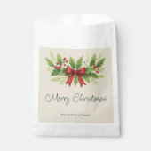 Elegant Holly & Red Bow Christmas - Geschenktütchen (Vorderseite)