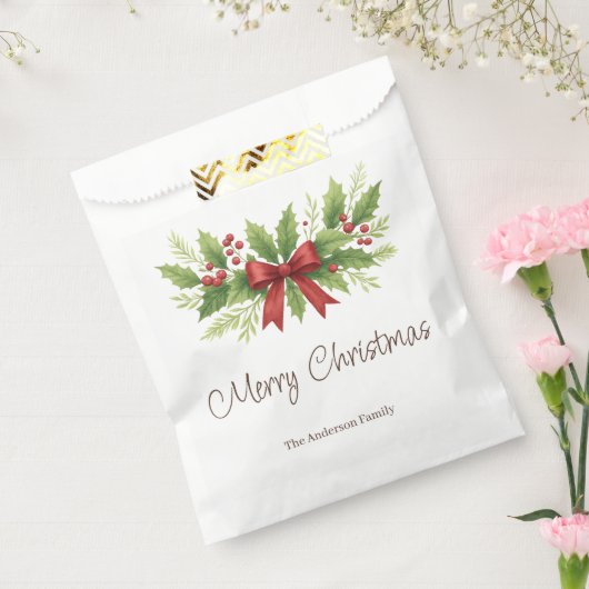 Elegant Holly & Red Bow Christmas - Geschenktütchen (Versiegelt)
