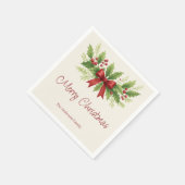 Elegant Holly & Red Bow Christmas - Serviette (Ecke)