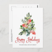 Elegant Holly Tree Christmas Corporate Gruß Po Postkarte (Vorne/Hinten)