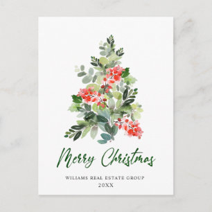 Elegant Holly Tree Weihnachtsgrüße Postkarte