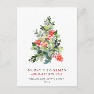 Elegant Holly Tree Weihnachtsgrüße Postkarte