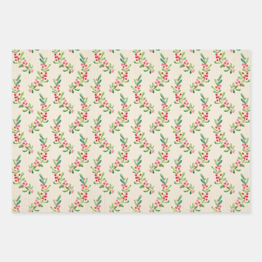 Elegant Holly und Berries Geschenkpapier Set (Vorderseite 2)