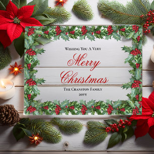 Elegant Holly und Berries gestalten Weihnachten Acryleinladungen