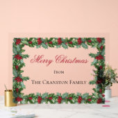 Elegant Holly und Berries Rahmen Weihnachtsgrüße Acrylschild (Hochzeit)