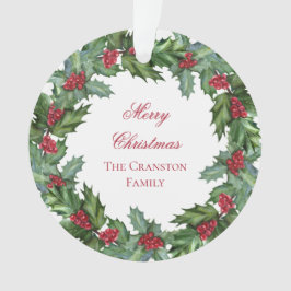 Elegant Holly und Berries Wreath Frohe Weihnachten Ornament
