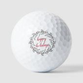 Elegant Holly Wreath Happy Holidays Golfball (Vorderseite)