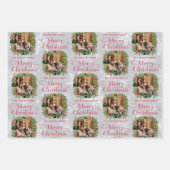 Elegant Holly Wreath Merry Christmas Family Photo Geschenkpapier Set (Vorderseite 3)