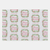 Elegant Holly Wreath Merry Christmas Geschenkpapier Set (Vorderseite)