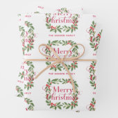 Elegant Holly Wreath Merry Christmas Geschenkpapier Set (Beispiel)