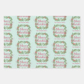 Elegant Holly Wreath Merry Christmas Geschenkpapier Set (Vorderseite 2)