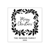 Elegant Holly Wreath Merry Christmas  Gummistempel (Prägung)