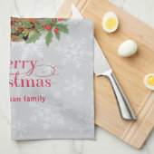 Elegant Holly Wreath Merry Christmas Photo Geschirrtuch (Viertel Falte)