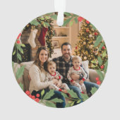 Elegant Holly Wreath Merry Christmas Photo Ornament (Rückseite)