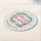 Elegant Holly Wreath Snowflakes Merry Christmas Untersetzer (angewinkelt)