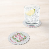 Elegant Holly Wreath Snowflakes Merry Christmas Untersetzer (Vor Ort)