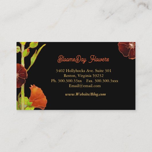 Elegant Hollyhocks Visitenkarte (Rückseite)