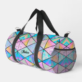 Elegant holografisch farbenfroh geometrisch duffle bag (Rechte Ecke)