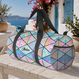 Elegant holografisch farbenfrohe geometrische duffle bag