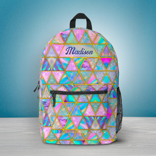 Elegant holografisch trendige falsche goldene geom bedruckter rucksack