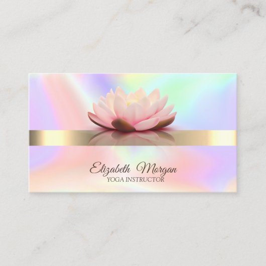 Elegant Holographic, Bokeh Gold, Lotus Blume Yoga Visitenkarte (Vorderseite)