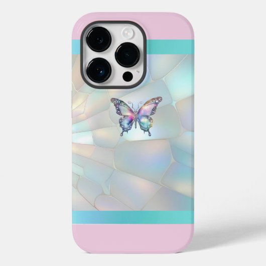 Elegant Holographic Butterfly iPhone 14 Pro Fall Case-Mate iPhone Hülle (Rückseite)