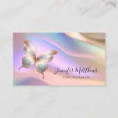 Elegant Holographic Butterfly Script Visitenkarte (Vorderseite)