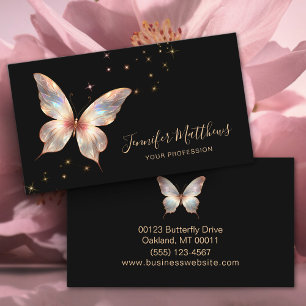 Elegant Holographic Butterfly Sparkle Script Visitenkarte