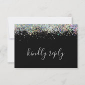 Elegant Holographic Glitzer Wedding Kindly Antwort (Vorderseite)