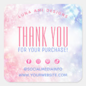 Elegant Holographic Iridescent danke Ihnen bestell Quadratischer Aufkleber (Vorderseite)