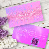 Elegant Holographic Iridescent Pink Business Card Visitenkarte