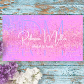 Elegant Holographic Iridescent Pink Business Card Visitenkarte