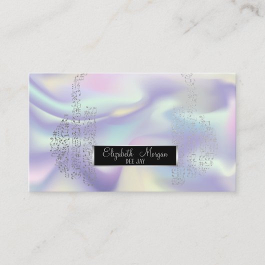 Elegant Holographic,Musiknotens Headphone DJ Visitenkarte (Vorderseite)